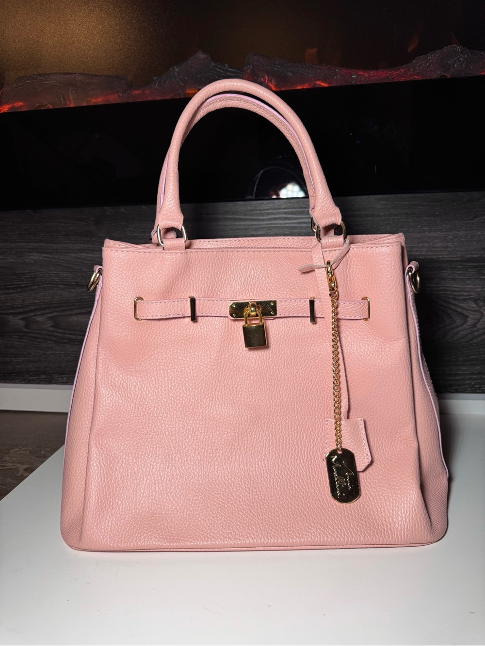 Anna Morellini Women's Pink Structured Satchel Handbag